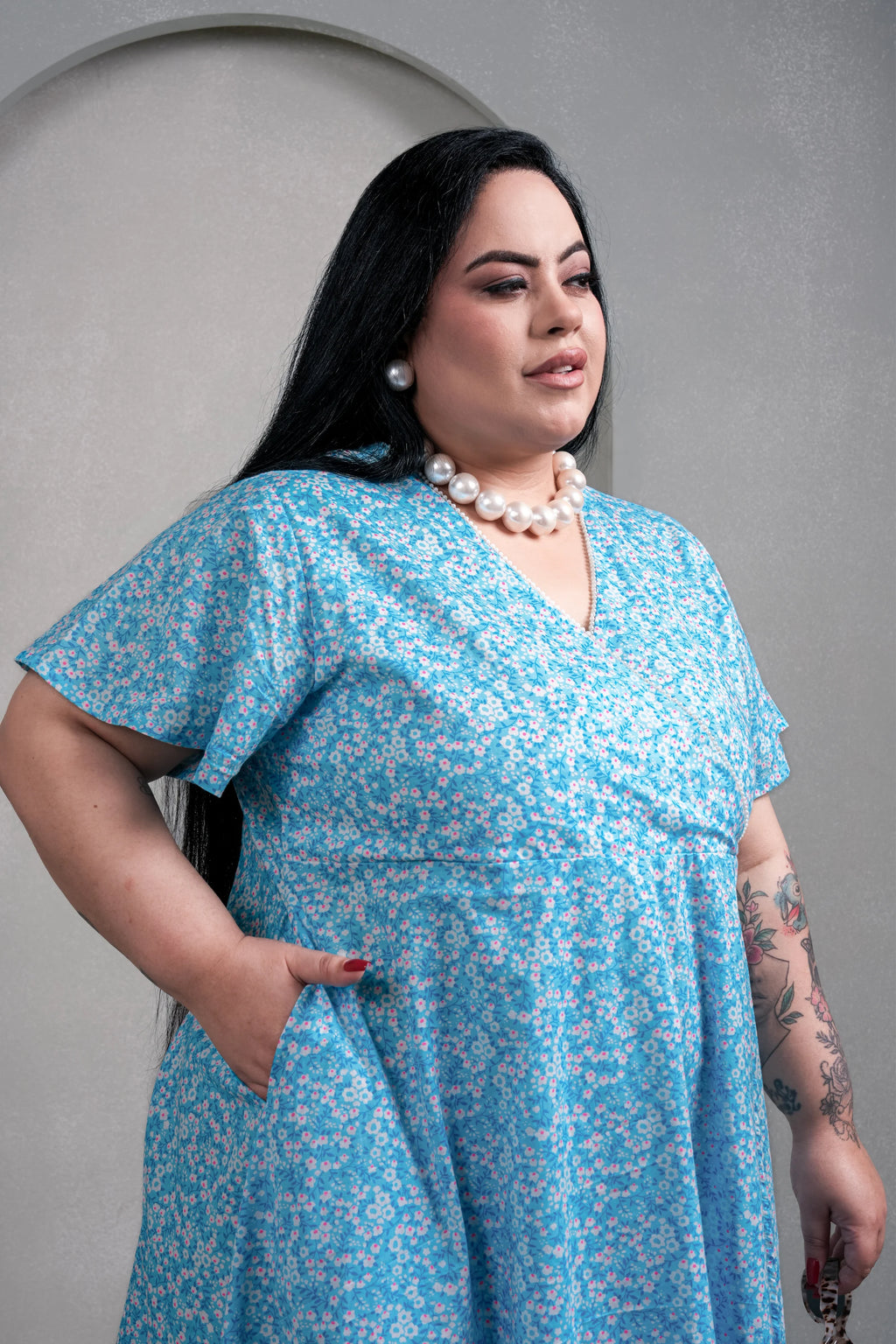 Icy Blue Meadow Dress