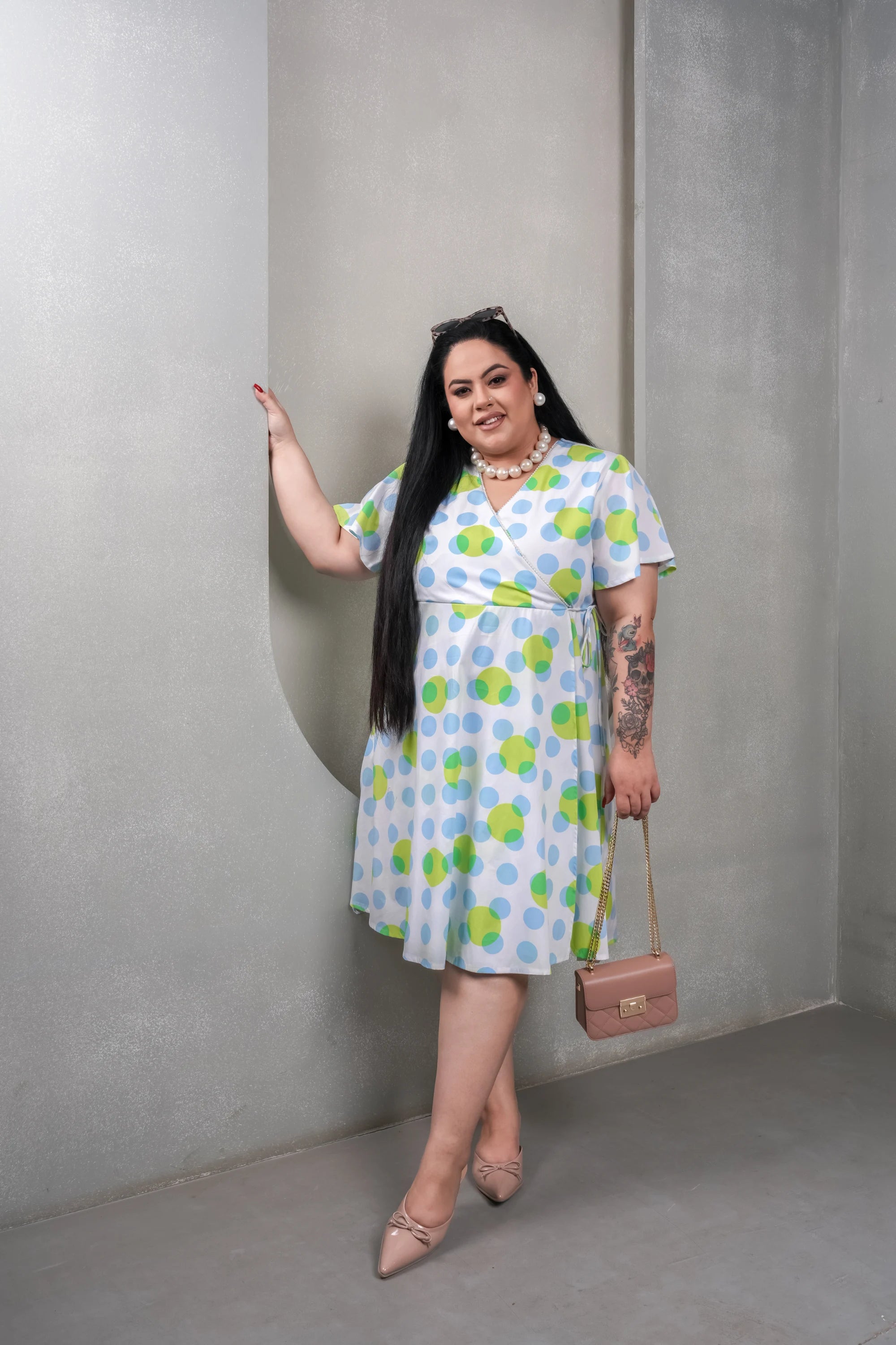 Wasabi Pop-Dot Dress